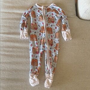 Caden Lane Light Blue Pancake Print Footed One-Piece
